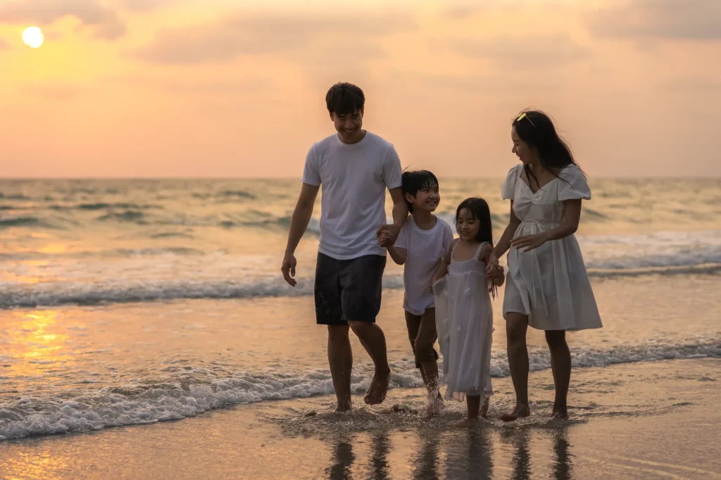 Family at beach in phuket