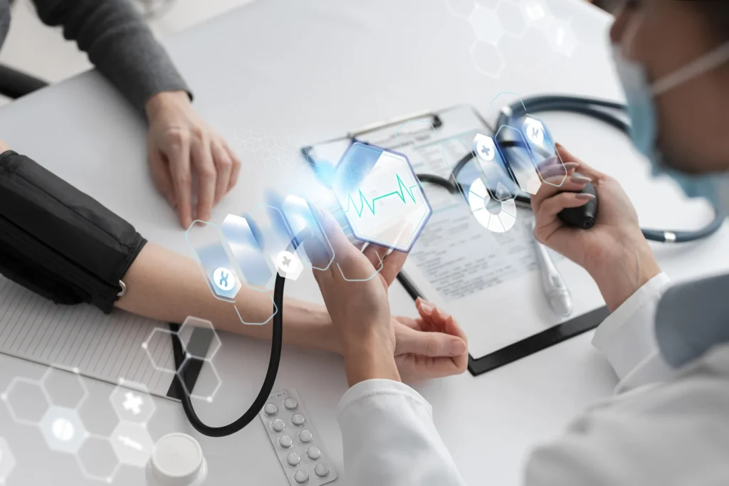 Medical banner with doctor patient